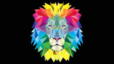 лев, low poly, краски, вектор, грива, животное