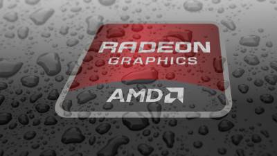 AMD лого и капли воды