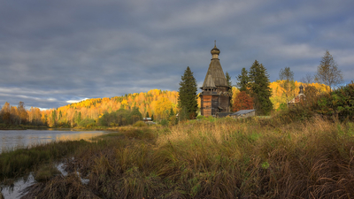 осень, Согиницы, церковь, Ленинградская область