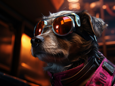 Собака в розовых солнцезащитных очках