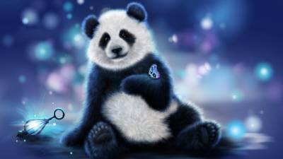 Cute Panda And Butterfly