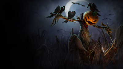pumpkin, scarecrow, dark, spooky, night, moon