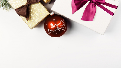 Christmas ornaments, presents, bow, Christmas