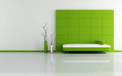 Минималистичная зеленая комната