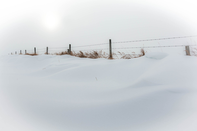 природа, снег, зима, забор, минимализм