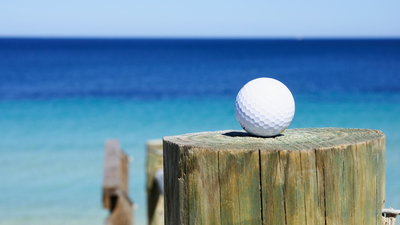 golf ball, golf, club, sea