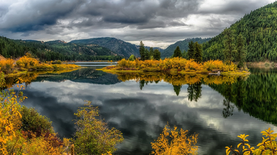 осень, озеро, Lake Alva, Озеро Альва, Montana