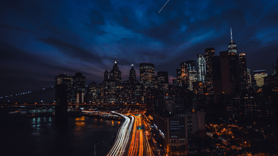Бруклинский мост, небоскребы, New York