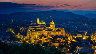 Венгрия, ночь, Будапешт, панорама, огни