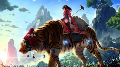 Девочка верхом на тигре