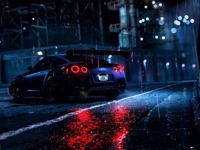 Nissan GT-R Night rain