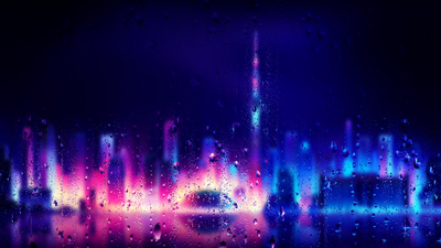 Neon City Rain Drops